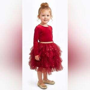 Red Tulle Dress with Gold Accents, Wedding